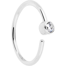 Load image into Gallery viewer, 14k Solid White Gold Bendable Nose Hoop 22G 5/16 with Bezel CZ
