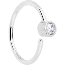 Load image into Gallery viewer, 14k Solid White Gold Bendable Nose Hoop 220G 5/16 with 2mm Bezel CZ
