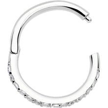 将图片加载到图库查看器，14k Solid White Gold Hinged Segment Ring Forward Facing CZ 18G 5/16
