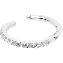 将图片加载到图库查看器，14k Solid White Gold Hinged Segment Ring Forward Facing CZ 18G 5/16
