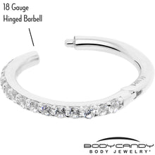 将图片加载到图库查看器，14k Solid White Gold Hinged Segment Ring Forward Facing CZ 18G 5/16
