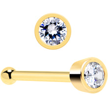 将图片加载到图库查看器，Solid 14k Yellow Gold 1.5mm Cubic Zirconia Nose Bone
