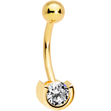 Load image into Gallery viewer, 16G Solid 14k Yellow Gold Zirconia Solitaire Belly Ring
