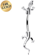 将图片加载到图库查看器，16G Solid 14k White Gold Lizard Belly Ring
