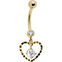 Load image into Gallery viewer, 16G Solid 14k Yellow Gold Modish Heart Belly Ring
