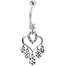 Load image into Gallery viewer, 16G Solid 14k White Gold Majestic Heart Chandelier Belly Ring
