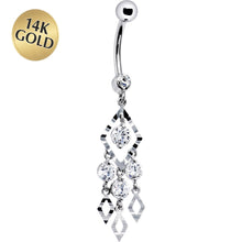 将图片加载到图库查看器，16G Solid 14k White Gold Expressions Chandelier Belly Ring
