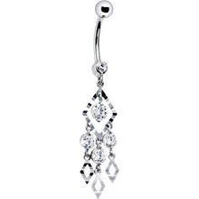 将图片加载到图库查看器，16G Solid 14k White Gold Expressions Chandelier Belly Ring
