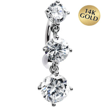 将图片加载到图库查看器，16G Solid 14k White Gold Top Mount CZ Belly Ring
