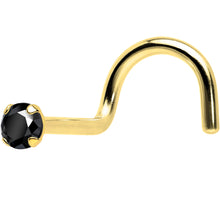 将图片加载到图库查看器，Solid 14K Yellow Gold 2mm Black Cubic Zirconia Nose Screw Ring
