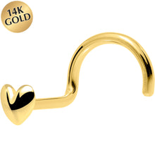 Load image into Gallery viewer, Solid 14K Yellow Gold Heart Nose Screw Ring
