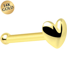 将图片加载到图库查看器，20G Solid 14K Yellow Gold Heart Nose Bone
