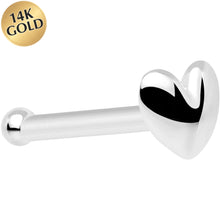 将图片加载到图库查看器，Solid 14K White Gold Heart Nose Bone
