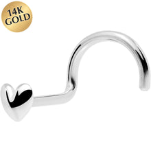 将图片加载到图库查看器，Solid 14K White Gold Heart Nose Screw Ring
