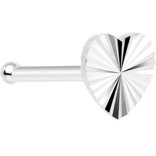 将图片加载到图库查看器，Solid 14K White Gold Flat Textured Heart Nose Bone
