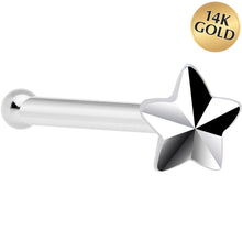 将图片加载到图库查看器，Solid 14K White Gold Raised Star Nose Bone
