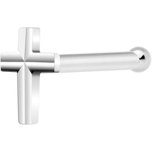 将图片加载到图库查看器，Solid 14K White Gold Raised Cross Nose Bone

