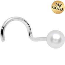 将图片加载到图库查看器，Solid 14K White Gold 3mm Pearl Nose Screw Ring
