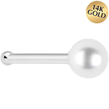 将图片加载到图库查看器，Solid 14K White Gold 3mm Pearl Nose Bone
