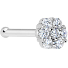 将图片加载到图库查看器，Solid 14K White Gold Clear CZ Flower Nose Bone
