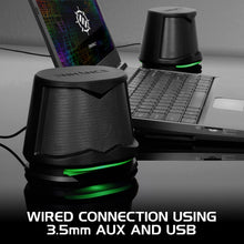 Load image into Gallery viewer, Enhance SB2 USB Powered LED Speakers – Green LED / 10 W Peak
