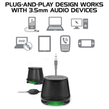 Load image into Gallery viewer, Enhance SB2 USB Powered LED Speakers – Green LED / 10 W Peak
