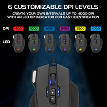 Load image into Gallery viewer, Enhance Theorem 2 MMO Gaming Mouse — 13‑Button, 4000 DPI, Black
