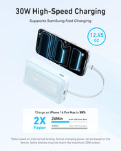 Load image into Gallery viewer, Anker Zolo Power Bank (10K, 30W) with a 5.4-inch (13.7 cm) built-in USB-C cable.
