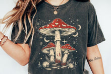 Load image into Gallery viewer, Boho Retro Hippie Mushrooms Natural Unisex Bamboo/Cotton Graphic T-Shirt

