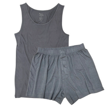 将图片加载到图库查看器，Men's Bamboo Underwear Set - Tank Top + Boxers in Charcoal Grey Color
