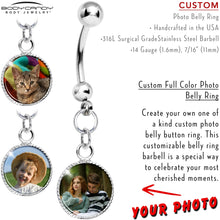 将图片加载到图库查看器，Custom Dangle Full Color Photo Belly Ring
