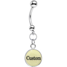 Load image into Gallery viewer, Custom Glow in the Dark Personalized Name Dangle Belly Ring
