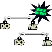 Load image into Gallery viewer, 14G 5/8 Glow in the Dark Do Me Nipple Ring Set

