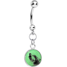 将图片加载到图库查看器，Glow in the Dark Howling Wolf Dangle Belly Ring
