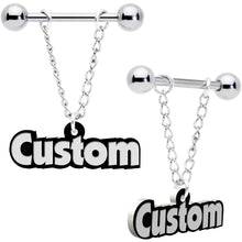 将图片加载到图库查看器，Custom Glow in the Dark Chain Personalized Name Dangle Nipple Ring Set
