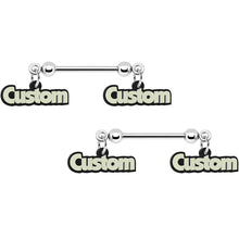 将图片加载到图库查看器，Custom Glow in the Dark Double Personalized Name Dangle Nipple Ring Set
