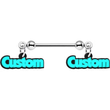 将图片加载到图库查看器，Custom Glow in the Dark Double Personalized Name Dangle Nipple Ring Set
