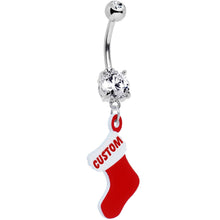 将图片加载到图库查看器，Clear Gem Custom Christmas Stocking Personalized Dangle Belly Ring
