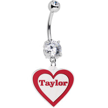 Load image into Gallery viewer, Custom Double Gem Red White Valentines Day Heart Personalized Dangle Belly Ring
