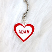 将图片加载到图库查看器，Custom Red White Valentines Day Heart Personalized Dangle Belly Ring
