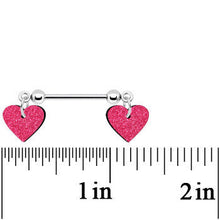 将图片加载到图库查看器，Pink Glitter Heart Nipple Ring Set
