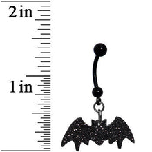 Load image into Gallery viewer, Glittery Black Bat Dangle Belly Ring
