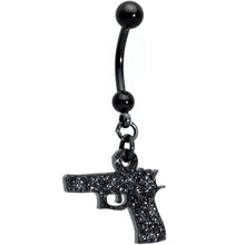 将图片加载到图库查看器，Jet Black Glitter Gun Dangle Belly Ring

