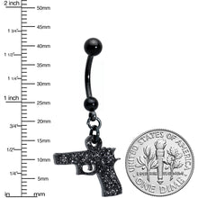 将图片加载到图库查看器，Jet Black Glitter Gun Dangle Belly Ring
