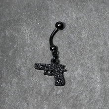 将图片加载到图库查看器，Jet Black Glitter Gun Dangle Belly Ring
