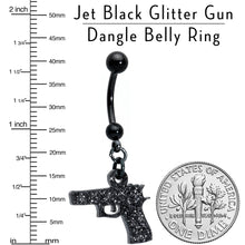 将图片加载到图库查看器，Jet Black Glitter Gun Dangle Belly Ring
