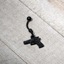 将图片加载到图库查看器，Jet Black Glitter Gun Dangle Belly Ring
