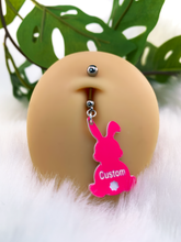 Load image into Gallery viewer, Custom Pink Bunny Rabbit Personalized Dangle Belly Ring
