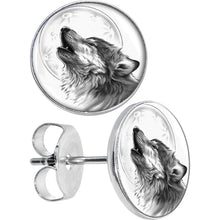 将图片加载到图库查看器，Howling Wolf Stud Earrings
