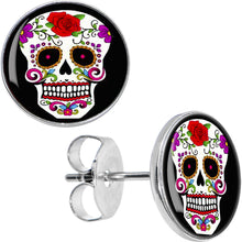 将图片加载到图库查看器，White Sugar Skull Stud Earrings
